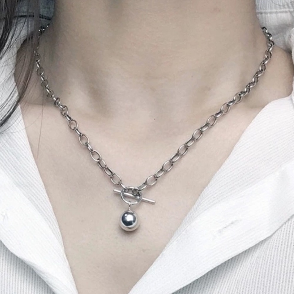 18” NEW 925 STERLING SILVER ROUND BEAD TOGGLE NECKLACE